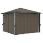 Pavillon mit Vorhang und taupefarbenem Aluminium-Lichtband 300x300 cm von vidaXL, Zelte und Pavillons - Ref: Foro24-3070334, ...