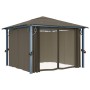 Gazebo with curtain and taupe aluminum light strip 300x300 cm by vidaXL, Tents and gazebos - Ref: Foro24-3070334, Price: 507,...