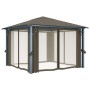 Pavillon mit Vorhang und taupefarbenem Aluminium-Lichtband 300x300 cm von vidaXL, Zelte und Pavillons - Ref: Foro24-3070334, ...