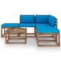 6-piece garden furniture set with light blue cushions by vidaXL, Garden sets - Ref: Foro24-3067384, Price: 317,81 €, Discount: %