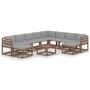 11-piece garden furniture set with gray cushions by vidaXL, Garden sets - Ref: Foro24-3067573, Price: 722,99 €, Discount: %