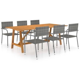 Juego de comedor de jardín 7 piezas gris de vidaXL, Conjuntos de jardín - Ref: Foro24-3068834, Precio: 427,99 €, Descuento: %