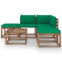 Juego de muebles de jardín 6 piezas con cojines verdes de vidaXL, Conjuntos de jardín - Ref: Foro24-3067385, Precio: 292,99 €...