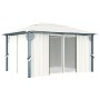 Pavillon mit Vorhang und LED-Lichtleiste aus cremefarbenem Aluminium 400x300 cm von vidaXL, Zelte und Pavillons - Ref: Foro24...