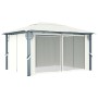 Pavillon mit Vorhang und LED-Lichtleiste aus cremefarbenem Aluminium 400x300 cm von vidaXL, Zelte und Pavillons - Ref: Foro24...