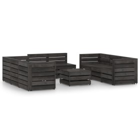 Garden furniture set 9 pieces gray impregnated pine wood by vidaXL, Garden sets - Ref: Foro24-3068080, Price: 685,36 €, Disco...