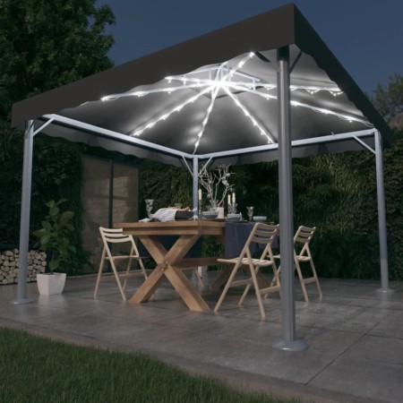 Cenador con tira de luces LED aluminio antracita 300x300 cm de vidaXL, Carpas y cenadores - Ref: Foro24-3070343, Precio: 370,...