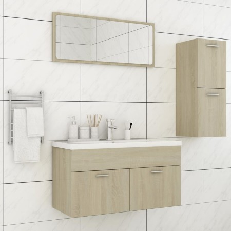 Juego de muebles de baño madera de ingeniería roble Sonoma de vidaXL, Muebles de baño - Ref: Foro24-3071021, Precio: 106,99 €...