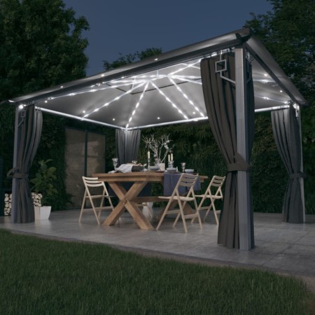 Pavillon-Vorhang und LED-Lichtleiste anthrazitfarbenes Aluminium 400x300cm von vidaXL, Zelte und Pavillons - Ref: Foro24-3070...