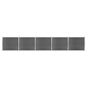 Black WPC fence panel set 872x146 cm by vidaXL, fence panels - Ref: Foro24-3070462, Price: 1,00 €, Discount: %