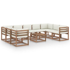 Juego de muebles de jardín 10 piezas con cojines blanco crema de vidaXL, Conjuntos de jardín - Ref: Foro24-3067514, Precio: 7...