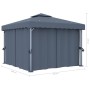 Cenador con cortina y tira de luces aluminio antracita 3x3 m de vidaXL, Carpas y cenadores - Ref: Foro24-3070347, Precio: 522...