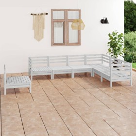 Gartenmöbel-Set 7-teilig aus massivem weißem Kiefernholz von vidaXL, Gartensets - Ref: Foro24-3083035, Preis: 372,99 €, Rabat...