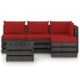 5-piece garden furniture with gray impregnated wood cushions by vidaXL, Garden sets - Ref: Foro24-3068234, Price: 377,99 €, D...