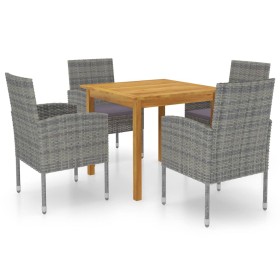 Juego de comedor para jardín de 5 piezas gris de vidaXL, Conjuntos de jardín - Ref: Foro24-3067742, Precio: 333,99 €, Descuen...