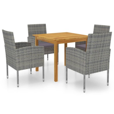 Juego de comedor para jardín de 5 piezas gris de vidaXL, Conjuntos de jardín - Ref: Foro24-3067742, Precio: 333,79 €, Descuen...