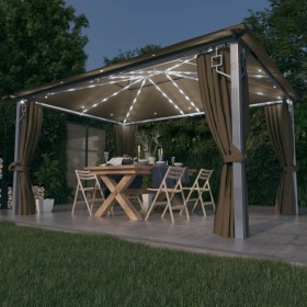 Pavillon mit Vorhang und LED-Lichtband Aluminium taupe 400x300cm von vidaXL, Zelte und Pavillons - Ref: Foro24-3070337, Preis...