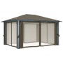 Gazebo with curtain and LED light strip, taupe aluminum, 400x300cm. by vidaXL, Tents and gazebos - Ref: Foro24-3070337, Price...