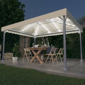 Cenador con tira de luces LED aluminio crema 400x300 cm de vidaXL, Carpas y cenadores - Ref: Foro24-3070351, Precio: 394,99 €...