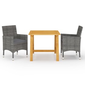 Juego de comedor de jardín de 3 piezas gris de vidaXL, Conjuntos de jardín - Ref: Foro24-3068684, Precio: 239,88 €, Descuento: %