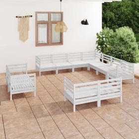 Gartenmöbel-Set 11-teilig aus massivem weißem Kiefernholz von vidaXL, Gartensets - Ref: Foro24-3083215, Preis: 645,69 €, Raba...