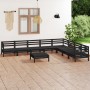 Garden furniture set 9 pieces solid black pine wood by vidaXL, Garden sets - Ref: Foro24-3083113, Price: 468,02 €, Discount: %