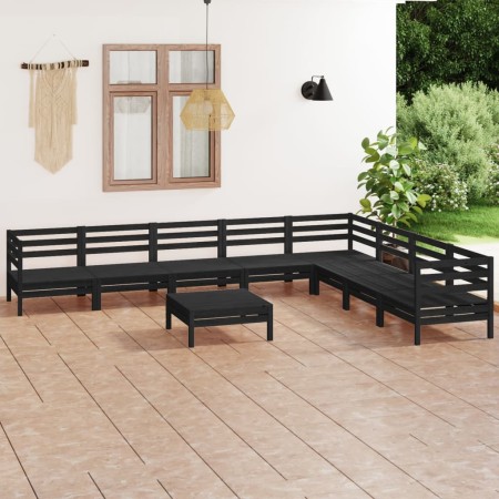 Juego de muebles de jardín 9 pzas madera maciza de pino negro de vidaXL, Conjuntos de jardín - Ref: Foro24-3083113, Precio: 4...