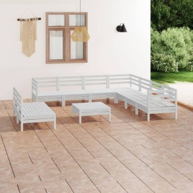 Gartenmöbel-Set 10-teilig aus massivem weißem Kiefernholz von vidaXL, Gartensets - Ref: Foro24-3083130, Preis: 504,99 €, Raba...