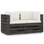 2-Sitzer-Palettensofa mit grau imprägnierten Kiefernholzkissen von vidaXL, Gartensets - Ref: Foro24-3068158, Preis: 287,96 €,...