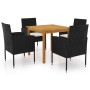 Juego de comedor para jardín de 5 piezas negro de vidaXL, Conjuntos de jardín - Ref: Foro24-3067741, Precio: 292,99 €, Descue...