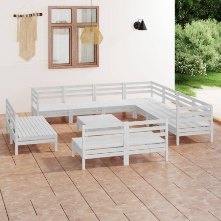 Gartenmöbel-Set 12-teilig aus massivem weißem Kiefernholz von vidaXL, Gartensets - Ref: Foro24-3083160, Preis: 582,26 €, Raba...