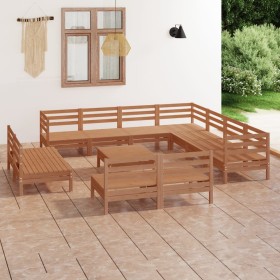 Gartenmöbel-Set 12-teilig aus massivem honigbraunem Kiefernholz von vidaXL, Gartensets - Ref: Foro24-3083162, Preis: 538,98 €...