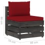 4-Sitzer-Palettensofa mit grau imprägnierten Kiefernholzkissen von vidaXL, Gartensets - Ref: Foro24-3068225, Preis: 469,50 €,...