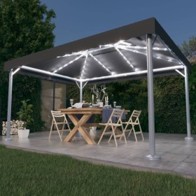 Cenador con tira de luces LED aluminio antracita 400x300 cm de vidaXL, Carpas y cenadores - Ref: Foro24-3070352, Precio: 400,...