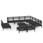 Garden furniture set 12 pieces solid black pine wood by vidaXL, Garden sets - Ref: Foro24-3083163, Price: 559,99 €, Discount: %