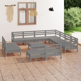 12-piece solid gray pine wood garden furniture set by vidaXL, Garden sets - Ref: Foro24-3083161, Price: 549,99 €, Discount: %