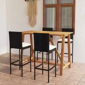 5-piece garden bar set with black cushions by vidaXL, Garden sets - Ref: Foro24-3067958, Price: 403,66 €, Discount: %