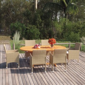 Juego de comedor de jardín 7 piezas ratán sintético beige de vidaXL, Conjuntos de jardín - Ref: Foro24-3070753, Precio: 679,9...