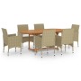 Juego de comedor de jardín 7 piezas ratán sintético beige de vidaXL, Conjuntos de jardín - Ref: Foro24-3070753, Precio: 679,9...