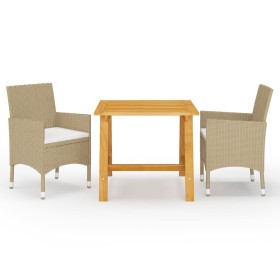 Beige 3-Piece Garden Dining Set by vidaXL, Garden sets - Ref: Foro24-3068685, Price: 249,99 €, Discount: %