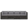 4-Sitzer-Palettensofa mit grau imprägnierten Kiefernholzkissen von vidaXL, Gartensets - Ref: Foro24-3068217, Preis: 497,20 €,...