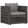 Muebles de jardín 8 piezas con cojines madera impregnada gris de vidaXL, Conjuntos de jardín - Ref: Foro24-3068493, Precio: 7...