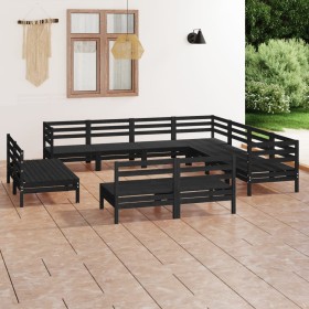 Juego de muebles de jardín 11 pzas madera maciza de pino negro de vidaXL, Conjuntos de jardín - Ref: Foro24-3083158, Precio: ...