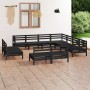 Juego de muebles de jardín 11 pzas madera maciza de pino negro de vidaXL, Conjuntos de jardín - Ref: Foro24-3083158, Precio: ...