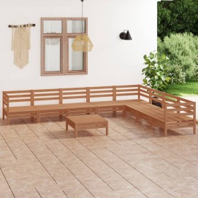 9-piece solid pine wood garden furniture set in honey brown. by vidaXL, Garden sets - Ref: Foro24-3083112, Price: 481,35 €, D...