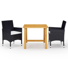 Black 3-Piece Garden Dining Set by vidaXL, Garden sets - Ref: Foro24-3068683, Price: 248,99 €, Discount: %