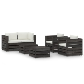 Garden furniture 6 pieces with gray impregnated wood cushions by vidaXL, Garden sets - Ref: Foro24-3068446, Price: 636,99 €, ...