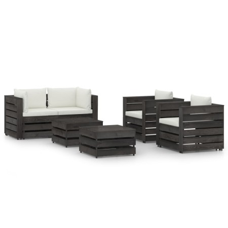 Muebles de jardín 6 piezas con cojines madera impregnada gris de vidaXL, Conjuntos de jardín - Ref: Foro24-3068446, Precio: 6...