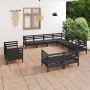 Gartenmöbel-Set 11-teilig aus massivem schwarzem Kiefernholz von vidaXL, Gartensets - Ref: Foro24-3083218, Preis: 612,01 €, R...