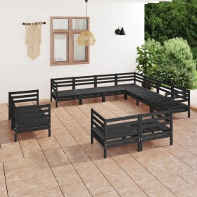 Gartenmöbel-Set 11-teilig aus massivem schwarzem Kiefernholz von vidaXL, Gartensets - Ref: Foro24-3083218, Preis: 612,25 €, R...